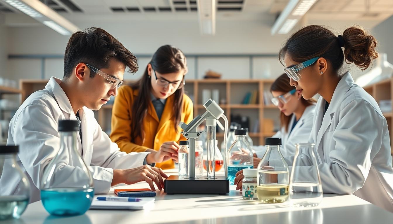 Students working in research laboratory